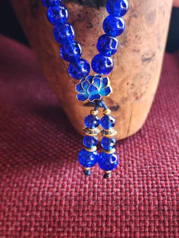 Blue Mala with Cloisonné Lotus