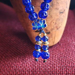 Blue Mala with Cloisonné Lotus